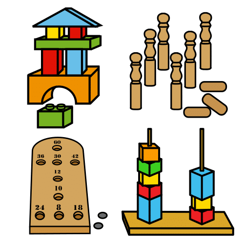 Pictograma de juegos de madera para niños con autismo y TEA