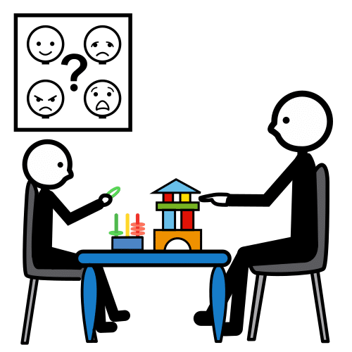 Pictograma de psicólogo educativo para niños con autismo y TEA