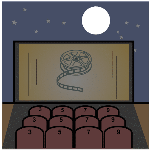 Pictograma de cine al aire libre para niños con TEA