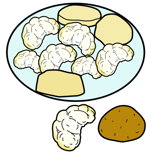 Pictograma de coliflor con patata para niños con autismo y TEA