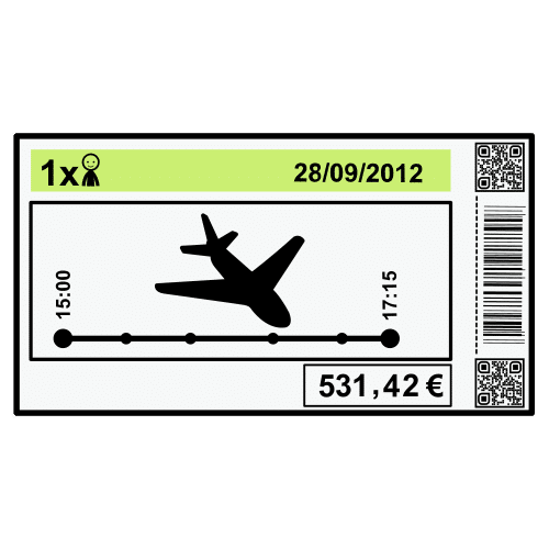 Pictograma de billete de avión para niños con autismo y TEA