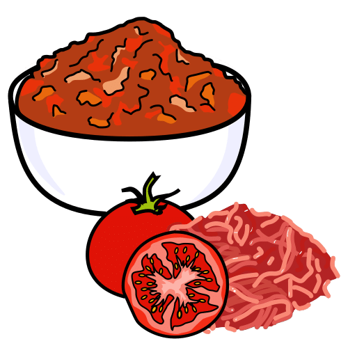 Pictograma de salsa boloñesa para niños con autismo y TEA