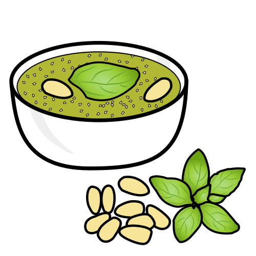 Pictograma de salsa pesto para niños con autismo y TEA