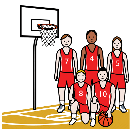Pictograma de equipo de baloncesto para niños con autismo y TEA