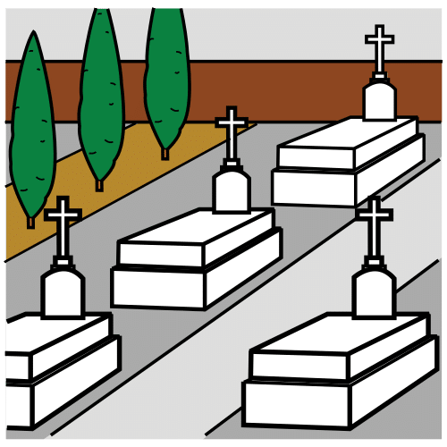 Pictograma de cementerio para niños con TEA