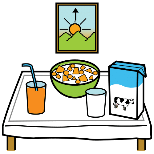 Pictograma de desayuno para niños con autismo y TEA