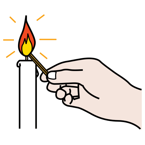 Pictograma de encender una vela para niños con TEA