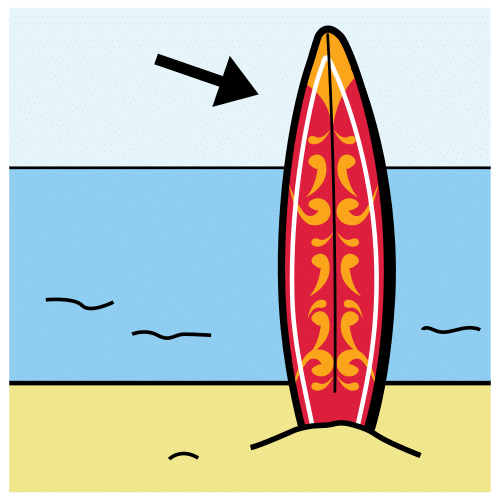 Pictograma de tabla de surf para niños con autismo y TEA