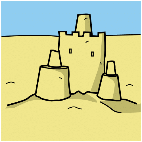 Pictograma de castillo de arena para niños con autismo y TEA