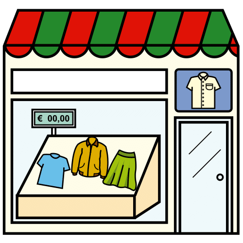 Pictograma de tienda de ropa para niños con autismo y TEA