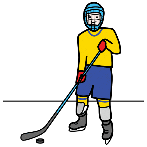 Pictograma de jugador de hockey hielo para niños con autismo y TEA