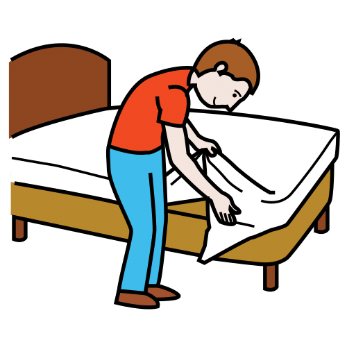 Pictograma de hacer la cama para niños con autismo y TEA