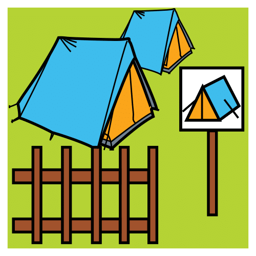 Pictograma de camping para niños con TEA