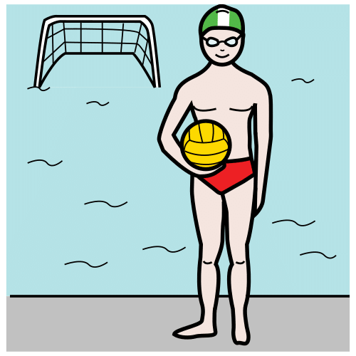 Pictograma de jugador de waterpolo para niños con autismo y TEA