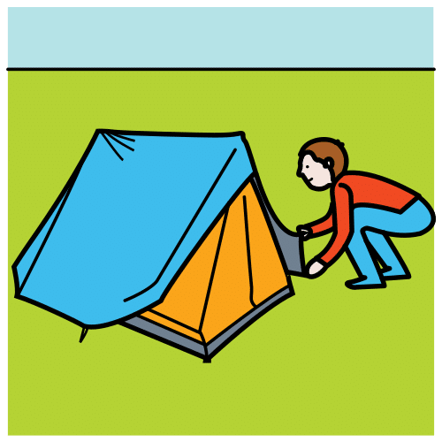 Pictograma de acampar para niños con TEA