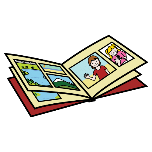 Pictograma de álbum fotográfico para niños con TEA