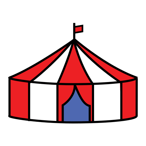 Pictograma de carpa de circo para niños con TEA