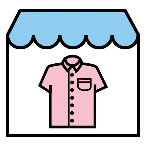 Pictograma de tienda de ropa para niños con TEA
