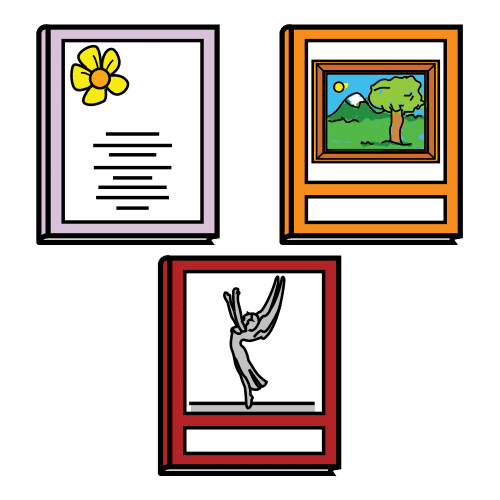 Pictograma de libros de poesia y arte para niños con autismo y TEA