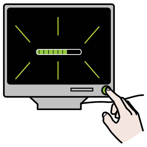 Pictograma de encender el monitor para niños con TEA