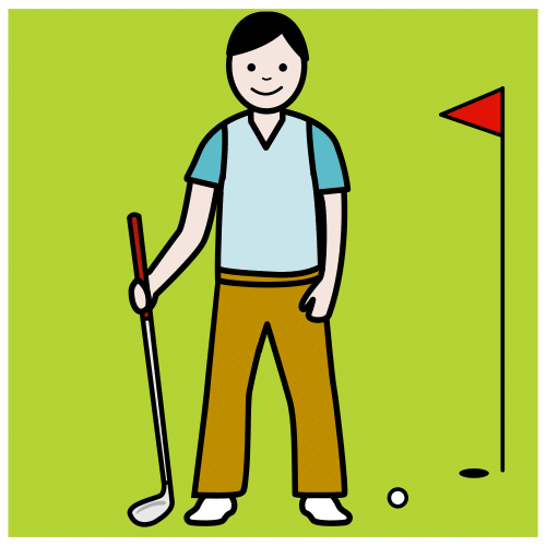 Pictograma de golfista para niños con autismo y TEA