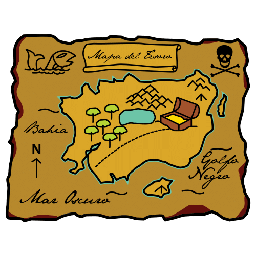 Pictograma de mapa del tesoro para niños con TEA