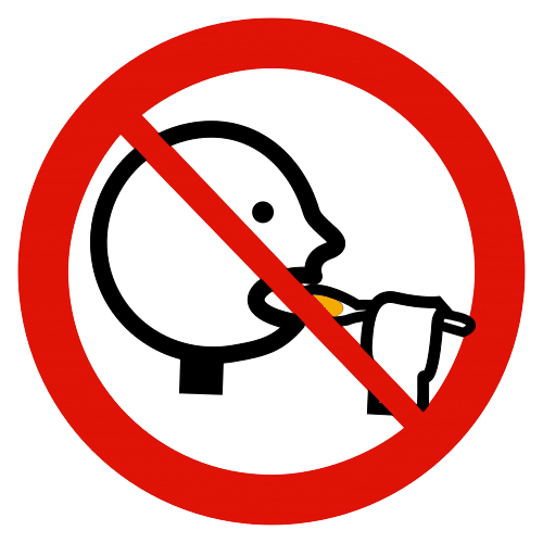 Pictograma de prohibido comer para niños con autismo y TEA