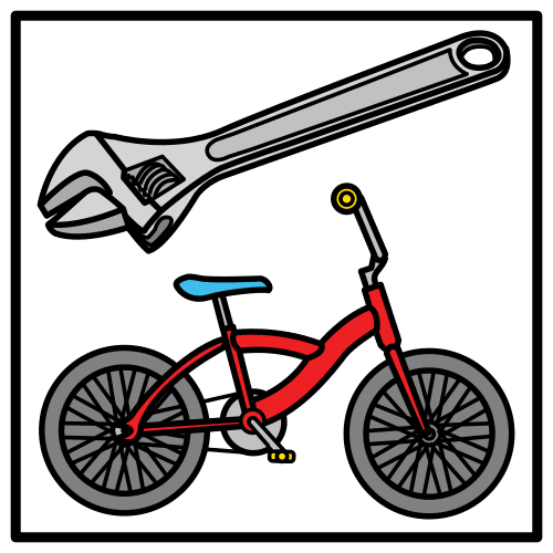 Pictograma de taller de bicicletas para niños con autismo y TEA