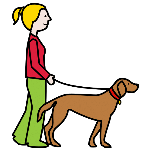 Pictograma de pasear al perro para niños con TEA
