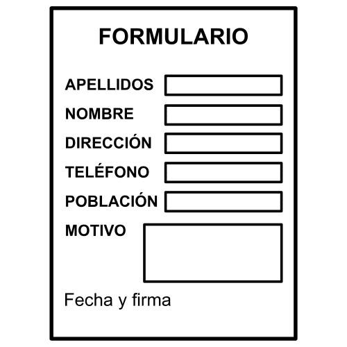 Pictograma de formulario para niños con TEA