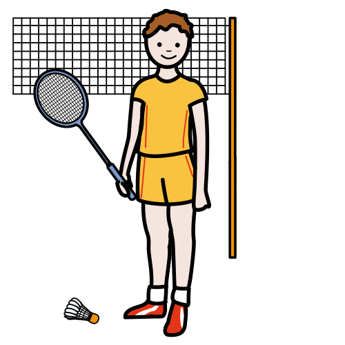 Pictograma de jugador de bádminton para niños con autismo y TEA