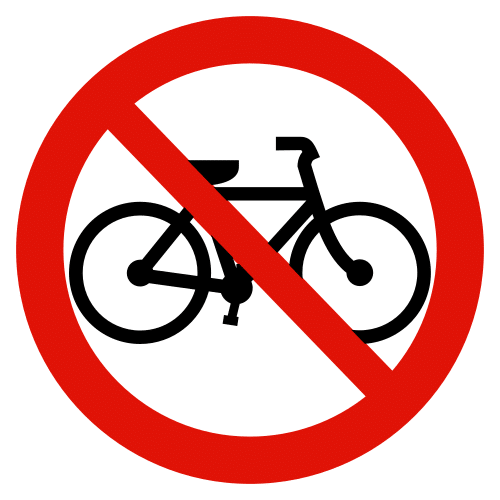 Pictograma de prohibido bicicletas para niños con autismo y TEA