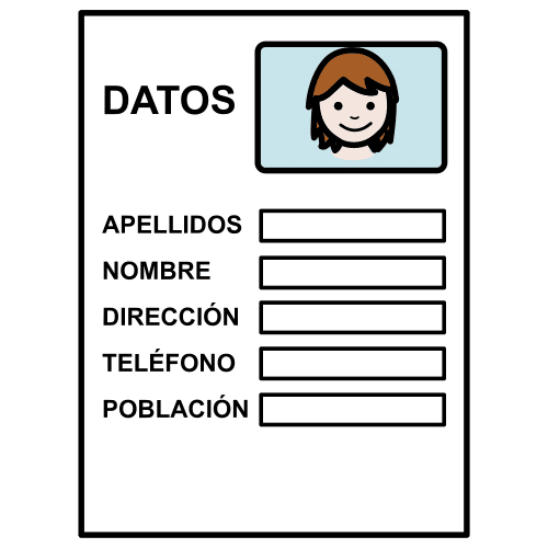 Pictograma de datos personales para niños con TEA